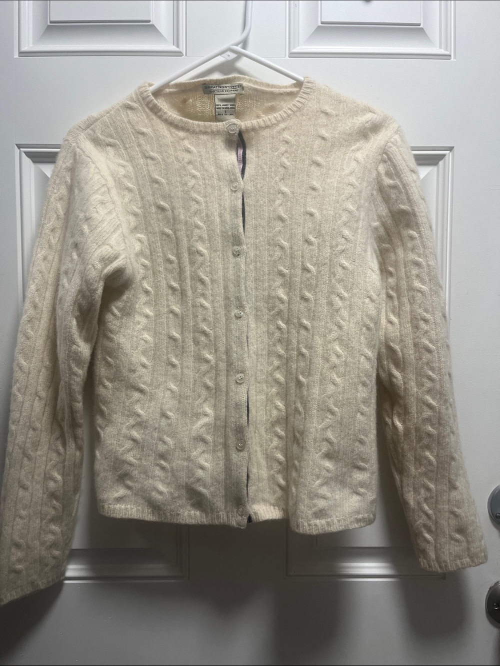 vintage Great Northwest Clothing Company Cream Cable Knit Cardigan